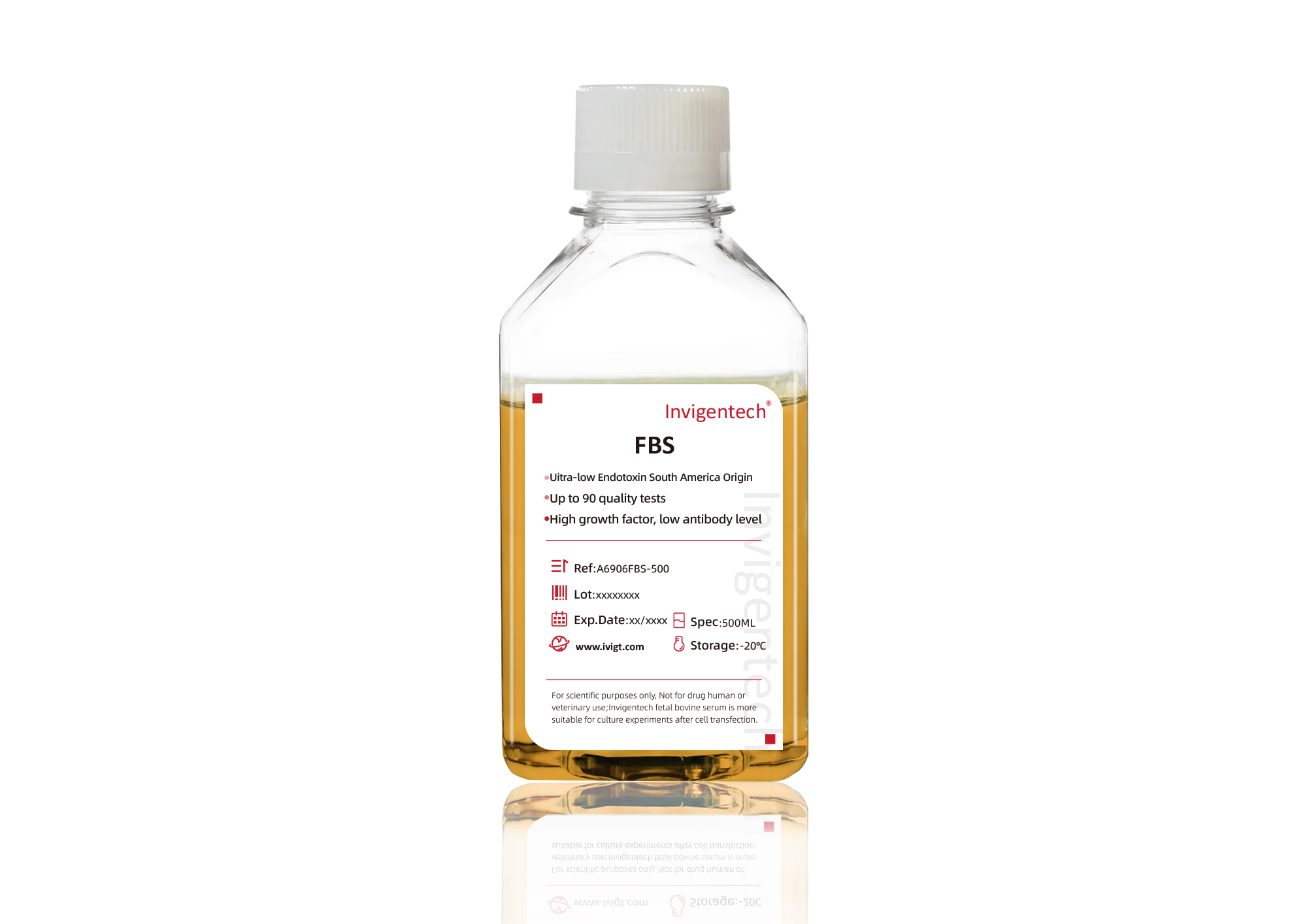 Invigentech Ultra-Low Endotoxin Fetal Bovine Serum (FBS) - Colombia Origin,A6906FBS